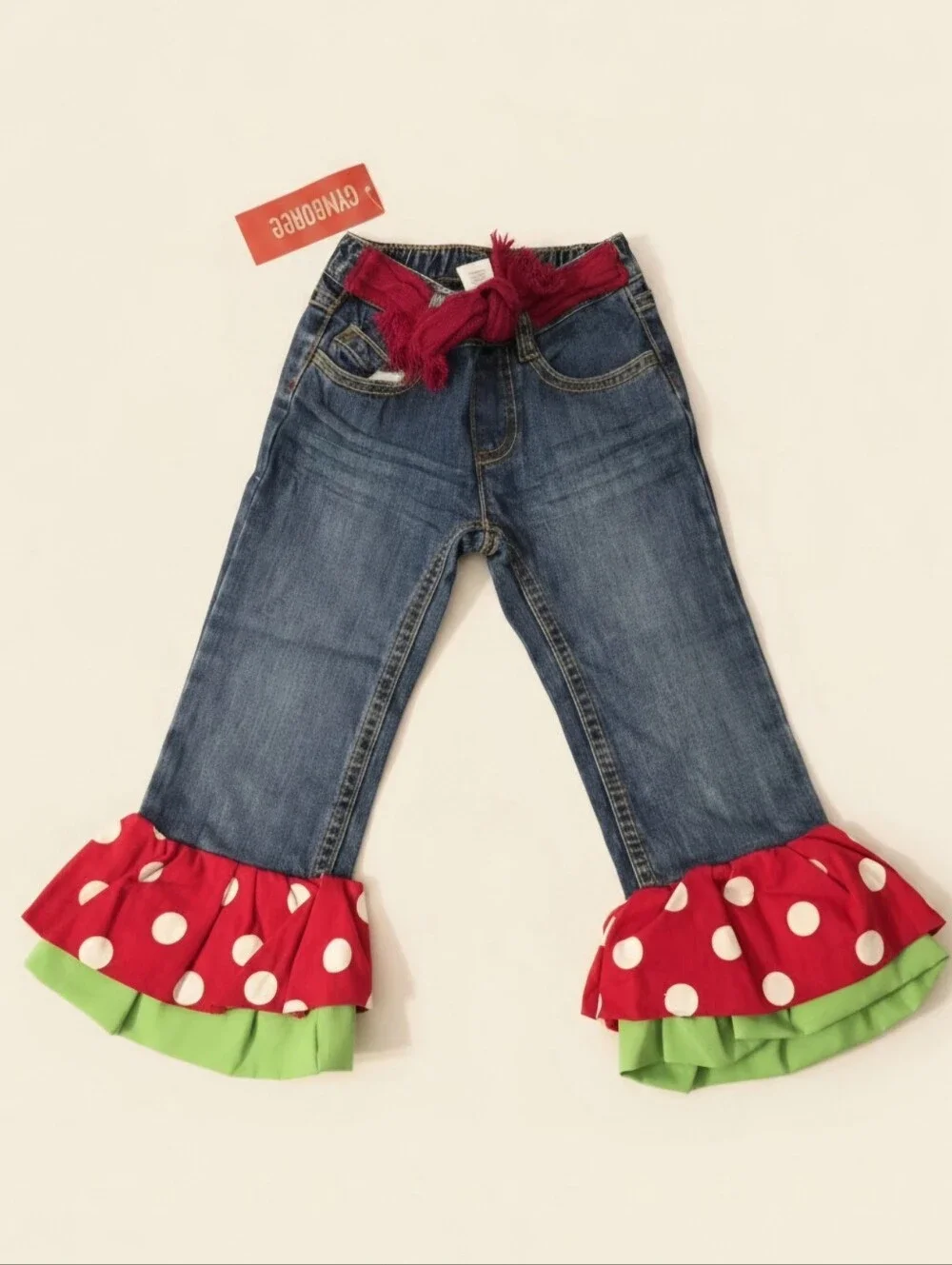 NWT Gymboree 2T Watermelon Ruffle Jeans Red Polka Dot Sweet Rare